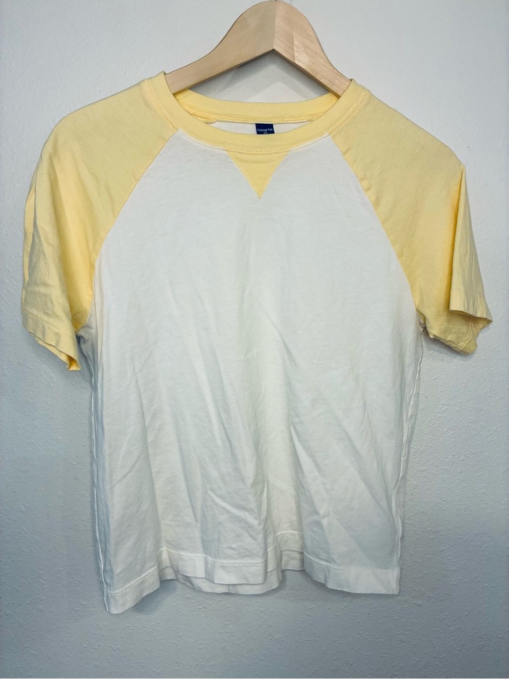 Woman’s Two-Tone Raglan Tee - Yellow/White